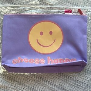 New Thirty-One Large Zipper Pouch Purple Choose Happy